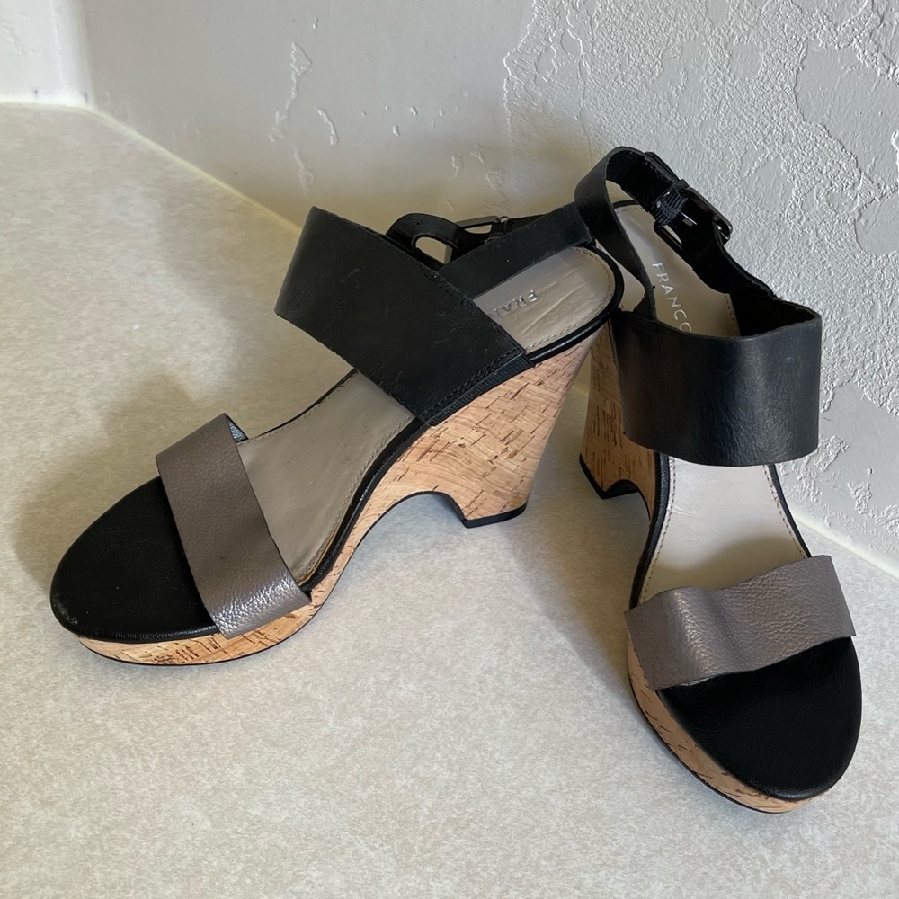 Franco Sarto 2 Tone Wedged‎ Heels 100% Leather Size:7.5 - Picture 3 of 8